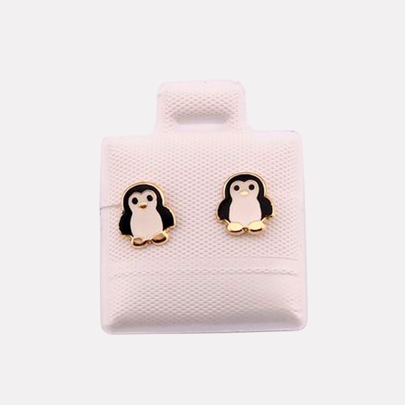Broqueles Pingüino Esmalte 10k 0.3g